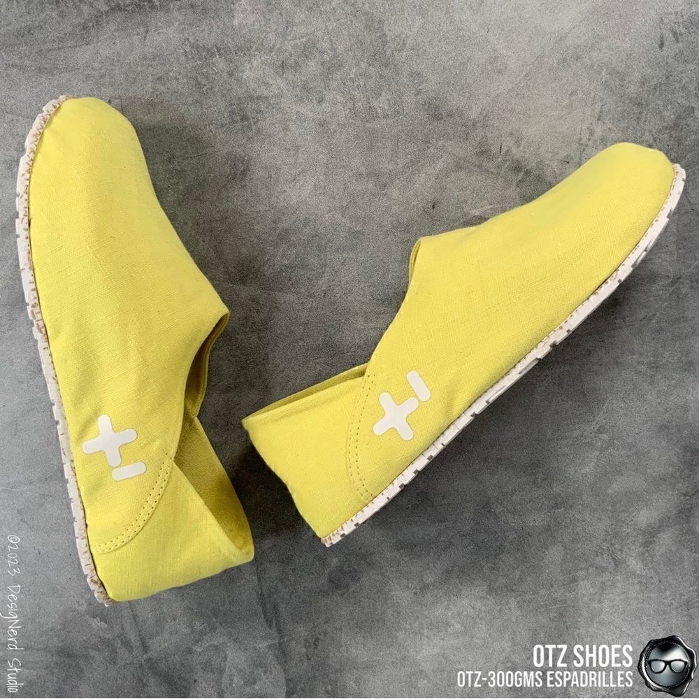 OTZ SHOES OTZ-300GMS LINEN ESPADRILLES MINIMALIST SLIP ON IN YELLOW WITH CORK